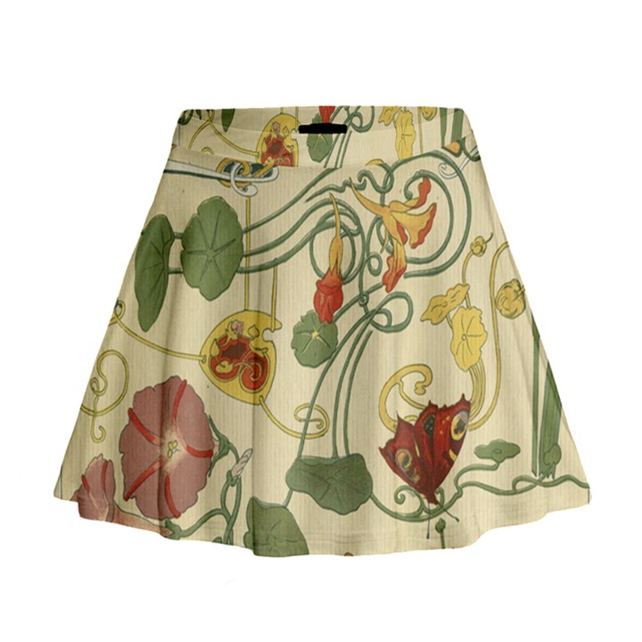 Floral Art Nouveau Mini Flare Skirt