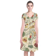 Floral Art Nouveau Short Sleeve Front Wrap Dress by NouveauDesign