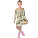 Floral Art Nouveau Kids  Long Sleeve Velvet Dress View1