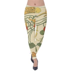 Floral Art Nouveau Velvet Leggings by NouveauDesign