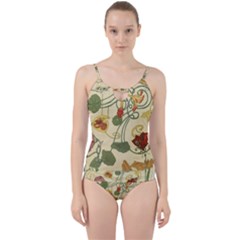 Floral Art Nouveau Cut Out Top Tankini Set by NouveauDesign