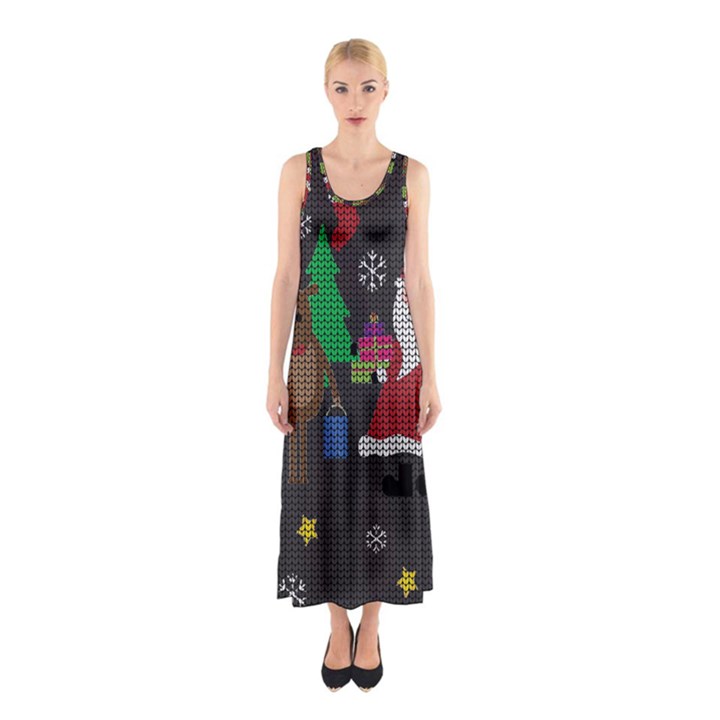 Ugly Christmas Sweater Sleeveless Maxi Dress