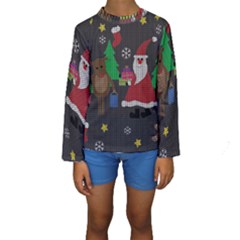 Ugly Christmas Sweater Kids  Long Sleeve Swimwear