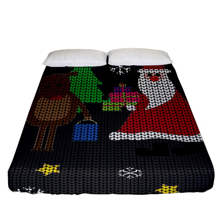 Ugly Christmas Sweater Fitted Sheet (Queen Size)