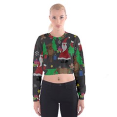 Ugly Christmas Sweater Cropped Sweatshirt by Valentinaart