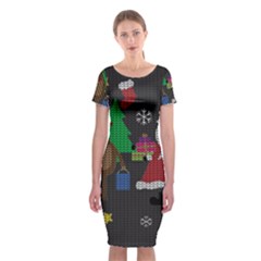 Ugly Christmas Sweater Classic Short Sleeve Midi Dress by Valentinaart