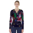 Ugly Christmas Sweater V-Neck Long Sleeve Top View1