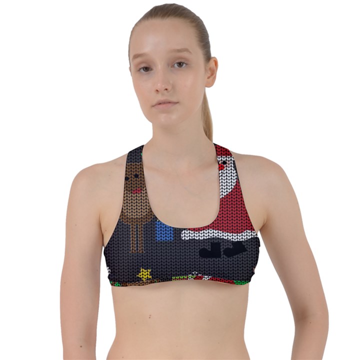 Ugly Christmas Sweater Criss Cross Racerback Sports Bra