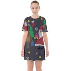 Ugly Christmas Sweater Sixties Short Sleeve Mini Dress by Valentinaart