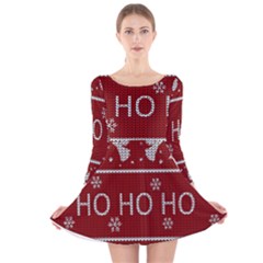 Ugly Christmas Sweater Long Sleeve Velvet Skater Dress by Valentinaart