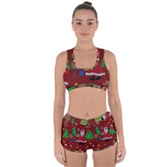 Ugly Christmas Sweater Racerback Boyleg Bikini Set by Valentinaart