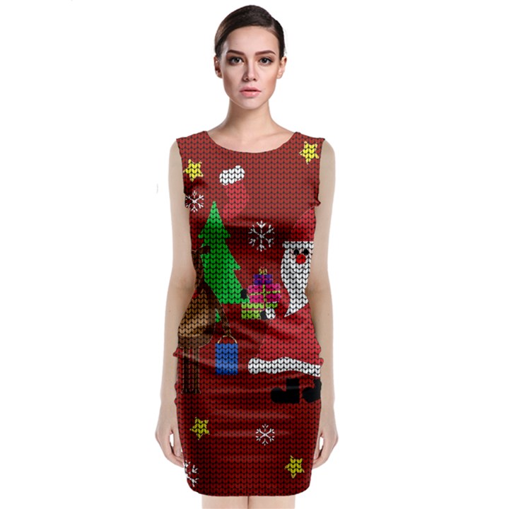 Ugly Christmas Sweater Sleeveless Velvet Midi Dress