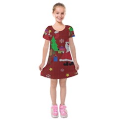 Ugly Christmas Sweater Kids  Short Sleeve Velvet Dress by Valentinaart