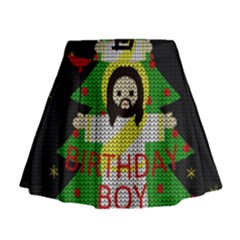 Jesus - Christmas Mini Flare Skirt by Valentinaart