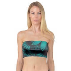 Beautiful Teal And Orange Paisley Fractal Feathers Bandeau Top by jayaprime