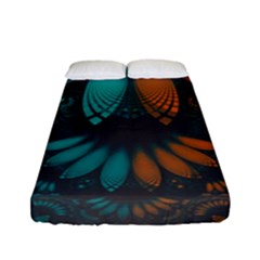 Beautiful Teal And Orange Paisley Fractal Feathers Fitted Sheet (full/ Double Size) by jayaprime