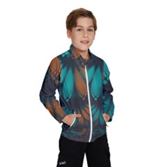 Beautiful Teal And Orange Paisley Fractal Feathers Wind Breaker (kids) by jayaprime