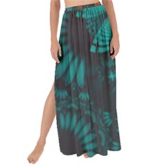 Beautiful Teal And Orange Paisley Fractal Feathers Maxi Chiffon Tie-up Sarong by jayaprime