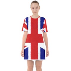 Union Jack Pencil Art Sixties Short Sleeve Mini Dress by picsaspassion