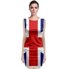 Union Jack Watercolor Drawing Art Sleeveless Velvet Midi Dress by picsaspassion