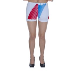 France Flag, Banner Watercolor Painting Art Skinny Shorts by picsaspassion