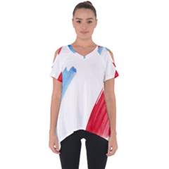 France Flag, Banner Watercolor Painting Art Cut Out Side Drop Tee by picsaspassion