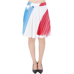 France Flag, Banner Watercolor Painting Art Velvet High Waist Skirt by picsaspassion