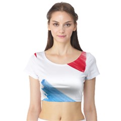 Tricolor Banner Watercolor Painting Art Short Sleeve Crop Top by picsaspassion