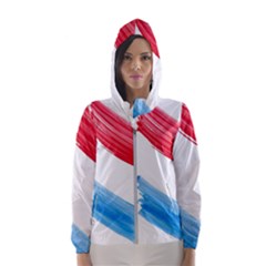 Tricolor Banner Watercolor Painting Art Hooded Wind Breaker (women) by picsaspassion