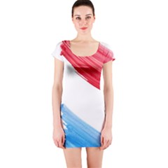 Tricolor Banner Watercolor Painting Art Short Sleeve Bodycon Dress by picsaspassion