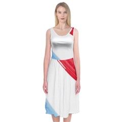 Tricolor Banner Watercolor Painting Art Midi Sleeveless Dress by picsaspassion