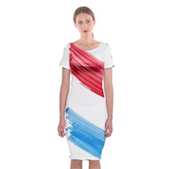 Tricolor Banner Watercolor Painting Art Classic Short Sleeve Midi Dress by picsaspassion