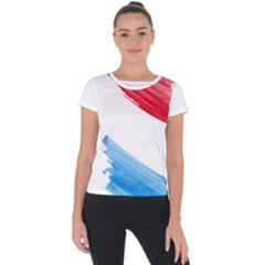 Tricolor Banner Watercolor Painting Art Short Sleeve Sports Top  by picsaspassion