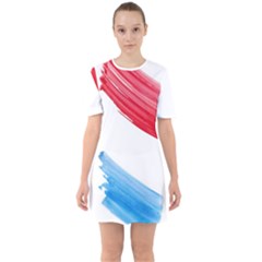 Tricolor Banner Watercolor Painting Art Sixties Short Sleeve Mini Dress by picsaspassion