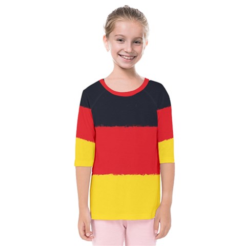 German Flag, Banner Deutschland, Watercolor Painting Art Kids  Quarter Sleeve Raglan Tee by picsaspassion