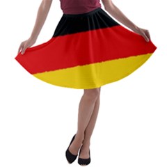 German Flag, Banner Deutschland, Watercolor Painting Art A-line Skater Skirt by picsaspassion