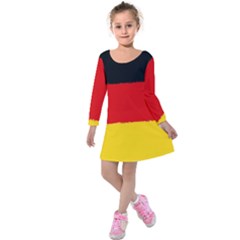 German Flag, Banner Deutschland, Watercolor Painting Art Kids  Long Sleeve Velvet Dress by picsaspassion