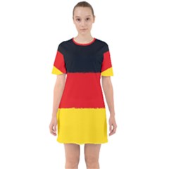 German Flag, Banner Deutschland, Watercolor Painting Art Sixties Short Sleeve Mini Dress by picsaspassion