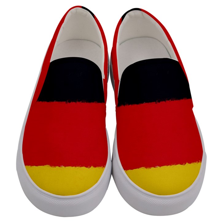 German flag, banner Deutschland, watercolor painting art Men s Canvas Slip Ons