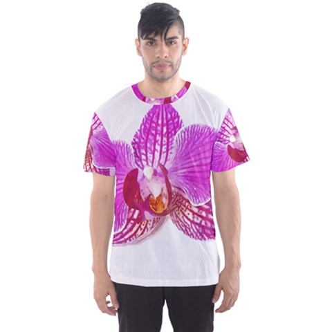 Lilac Phalaenopsis Flower, Floral Oil Painting Art Men s Sports Mesh Tee by picsaspassion