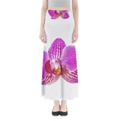 Lilac Phalaenopsis Flower, Floral Oil Painting Art Full Length Maxi Skirt by picsaspassion