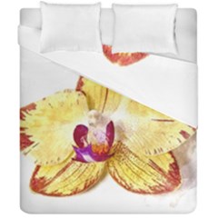 Yellow Phalaenopsis Flower, Floral Aquarel Watercolor Painting Art Duvet Cover Double Side (california King Size) by picsaspassion