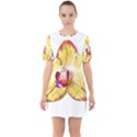 Yellow Phalaenopsis flower, floral Aquarel watercolor painting art Sixties Short Sleeve Mini Dress View1