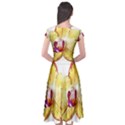 Yellow Phalaenopsis flower, floral Aquarel watercolor painting art Cap Sleeve Wrap Front Dress View2