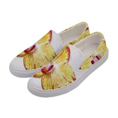 Yellow Phalaenopsis Flower, Floral Aquarel Watercolor Painting Art Women s Canvas Slip Ons by picsaspassion