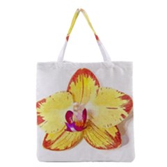 Phalaenopsis Yellow Flower, Floral Oil Painting Art Grocery Tote Bag by picsaspassion