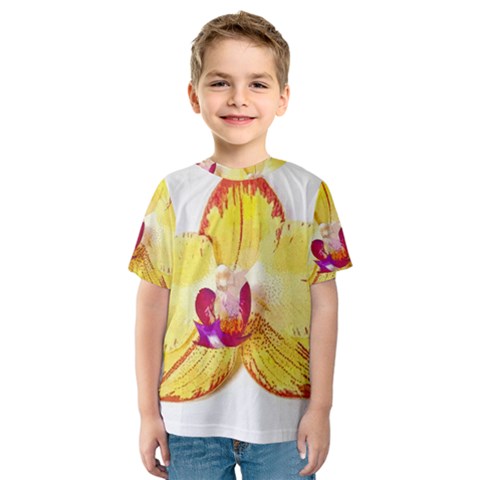 Phalaenopsis Yellow Flower, Floral Oil Painting Art Kids  Sport Mesh Tee by picsaspassion