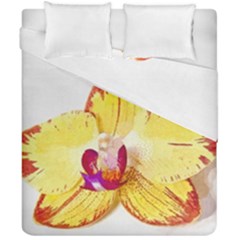 Phalaenopsis Yellow Flower, Floral Oil Painting Art Duvet Cover Double Side (california King Size) by picsaspassion