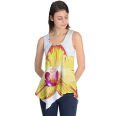 Phalaenopsis Yellow Flower, Floral Oil Painting Art Sleeveless Tunic by picsaspassion