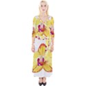 Phalaenopsis Yellow flower, floral oil painting art Quarter Sleeve Wrap Maxi Dress View1